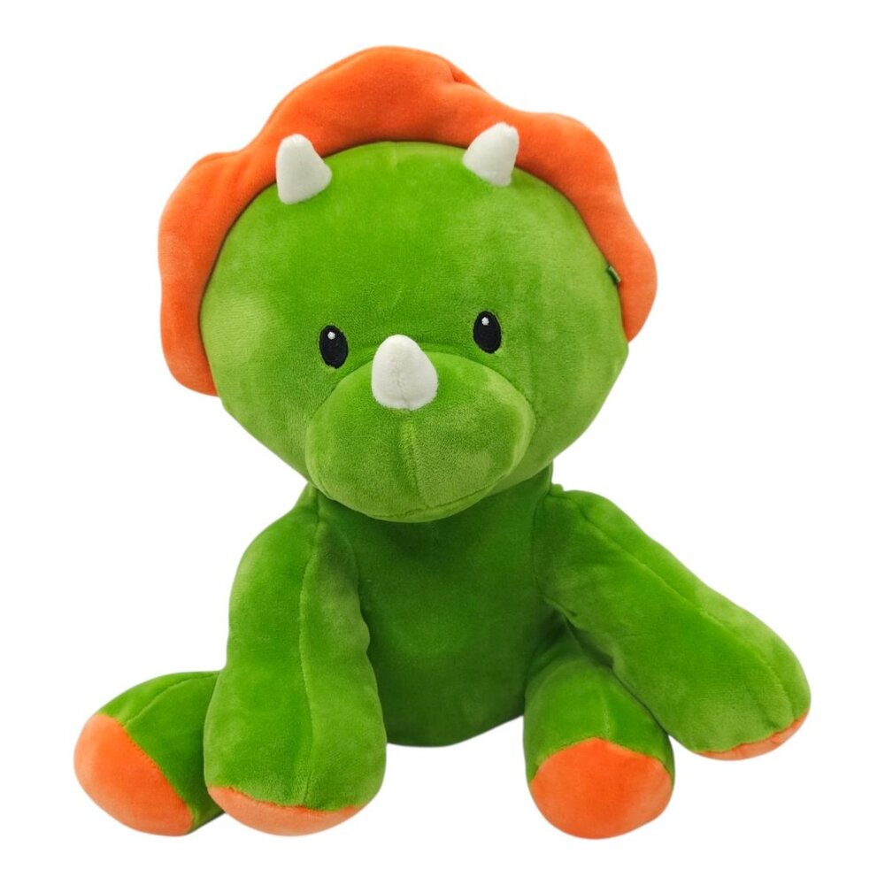 Wellobeez Triceratops Dinosaur Plush Stuffed Toy Clean Crew Antimicrobial Green